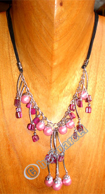 Necklaces, Handmade From Shell And Glassbead