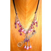 Necklaces, Handmade From Shell And Glassbead