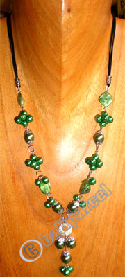 Necklaces, Handmade From Shell And Glassbead