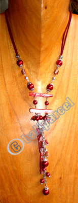 Necklaces, Handmade From Shell And Glassbead