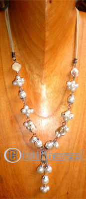 Necklaces, Handmade From Shell And Glassbead