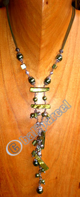 Necklaces, Handmade From Shell And Glassbead