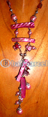 Necklaces, Handmade From Shell And Glassbead