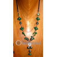 Necklaces, Handmade From Shell And Glassbead