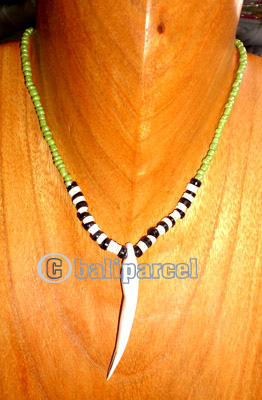 Necklaces, Handmade From Glassbead And Bone