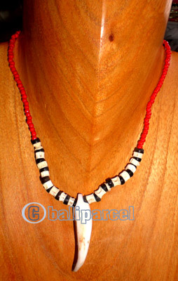 Necklaces, Handmade From Glassbead And Bone