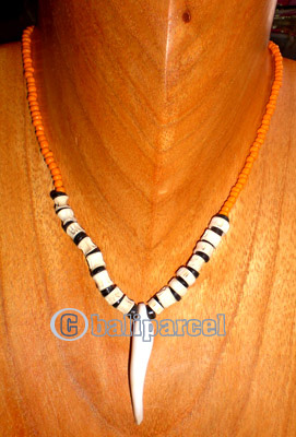 Necklaces, Handmade From Glassbead And Bone