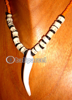 Necklaces, Handmade From Glassbead And Bone