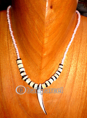 Necklaces, Handmade From Glassbead And Bone