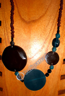 Necklaces, Handmade From Antique Stone And Glassbead.