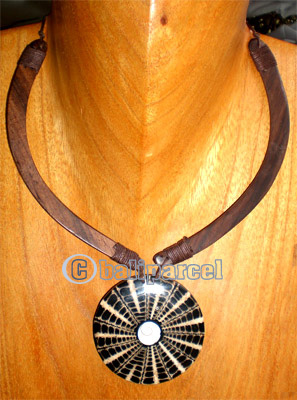 Necklaces, Handmade From Sono Wood And Shell.