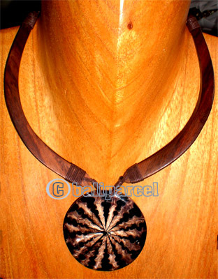 Necklaces, Handmade From Sono Wood And Shell.