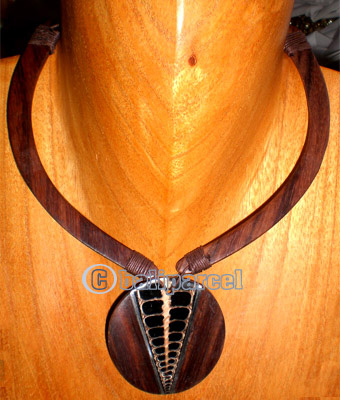 Necklaces, Handmade From Sono Wood And Shell.