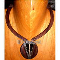 Necklaces, Handmade From Sono Wood And Shell.