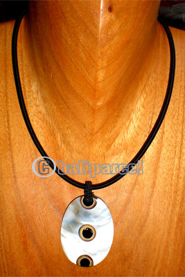 Necklaces, Handmade From Shell Inlaid With Bamboo.