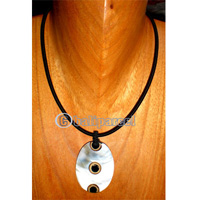 Necklaces, Handmade From Shell Inlaid With Bamboo.