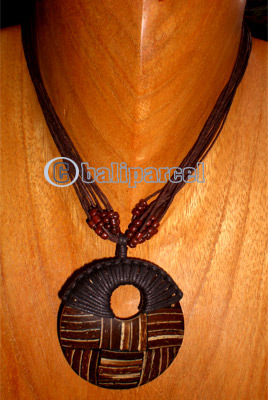Necklaces, Handmade From Glassbead And Coconut Shell.