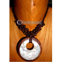 Necklaces, Handmade From Sono Wood Inlaid With Shell.