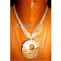 Necklaces, Handmade From Glassbead And Coconut Shell.