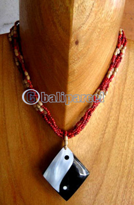 Necklaces, Handmade From Shell And Glassbead