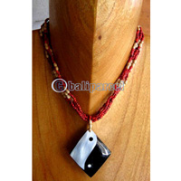 Necklaces, Handmade From Shell And Glassbead