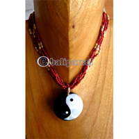 Necklaces, Handmade From Shell And Glassbead