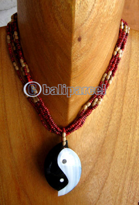 Necklaces, Handmade From Shell And Glassbead