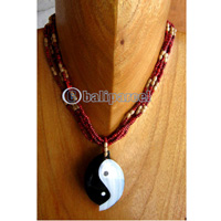Necklaces, Handmade From Shell And Glassbead