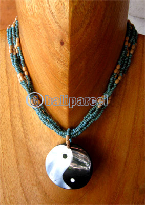 Necklaces, Handmade From Shell And Glassbead