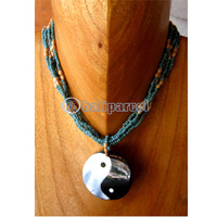 Necklaces, Handmade From Shell And Glassbead