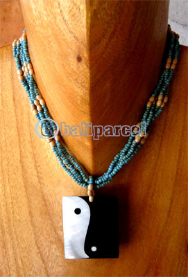 Necklaces, Handmade From Shell And Glassbead