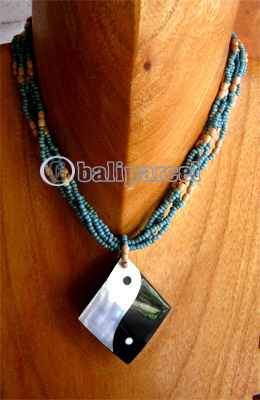 Necklaces, Handmade From Shell And Glassbead