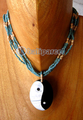 Necklaces, Handmade From Shell And Glassbead