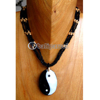 Necklaces, Handmade From Shell And Glassbead