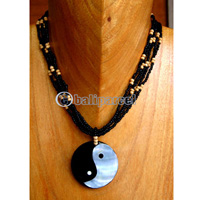 Necklaces, Handmade From Shell And Glassbead