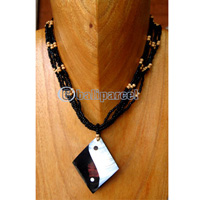 Necklaces, Handmade From Shell And Glassbead