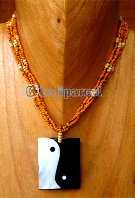 Necklaces, Handmade From Shell And Glassbead
