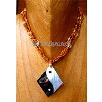 Necklaces, Handmade From Shell And Glassbead