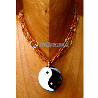 Necklaces, Handmade From Shell And Glassbead