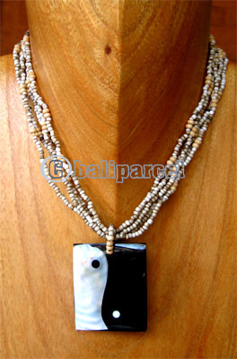 Necklaces, Handmade From Shell And Glassbead