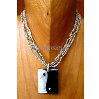 Necklaces, Handmade From Shell And Glassbead
