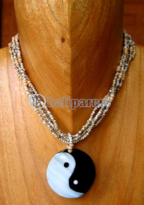 Necklaces, Handmade From Shell And Glassbead