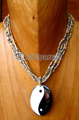 Necklaces, Handmade From Shell And Glassbead