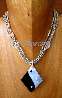 Necklaces, Handmade From Shell And Glassbead