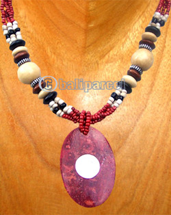 Necklaces, Handmade From Red Coral Inlaid With Shiva Eye And Glassbead.