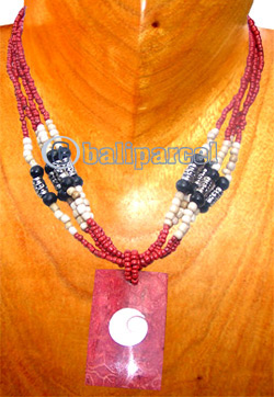 Necklaces, Handmade From Red Coral Inlaid With Shiva Eye And Glassbead.