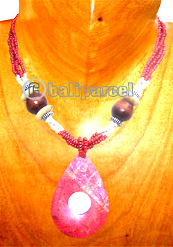 Necklaces, Handmade From Red Coral Inlaid With Shiva Eye And Glassbead.