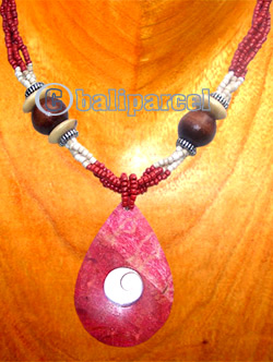 Necklaces, Handmade From Red Coral Inlaid With Shiva Eye And Glassbead.