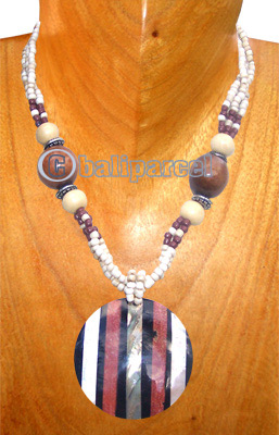 Necklaces, Handmade From Shell And Glassbead.