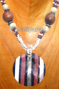Necklaces, Handmade From Shell And Glassbead.